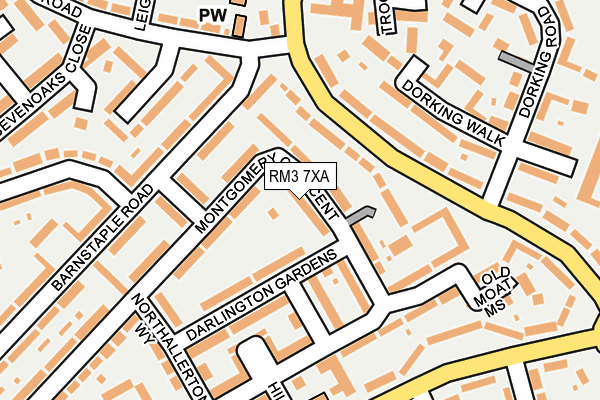 RM3 7XA map - OS OpenMap – Local (Ordnance Survey)