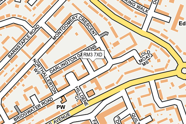 RM3 7XD map - OS OpenMap – Local (Ordnance Survey)