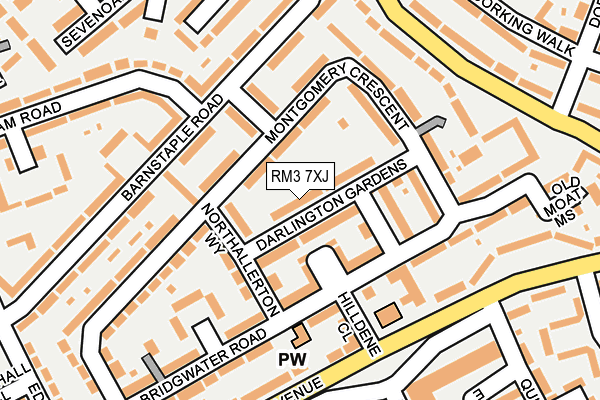 RM3 7XJ map - OS OpenMap – Local (Ordnance Survey)