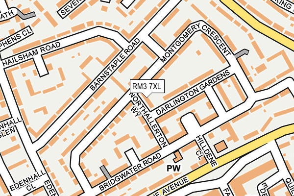 RM3 7XL map - OS OpenMap – Local (Ordnance Survey)
