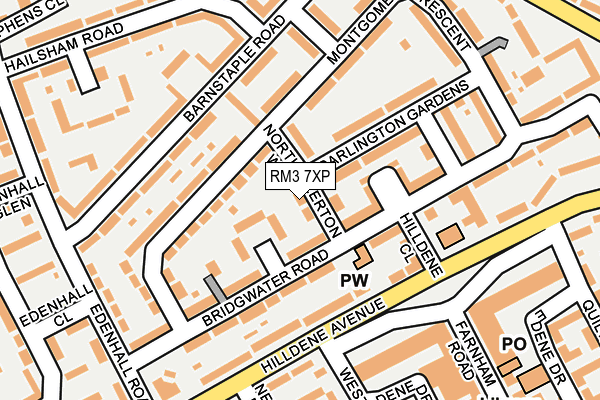 RM3 7XP map - OS OpenMap – Local (Ordnance Survey)