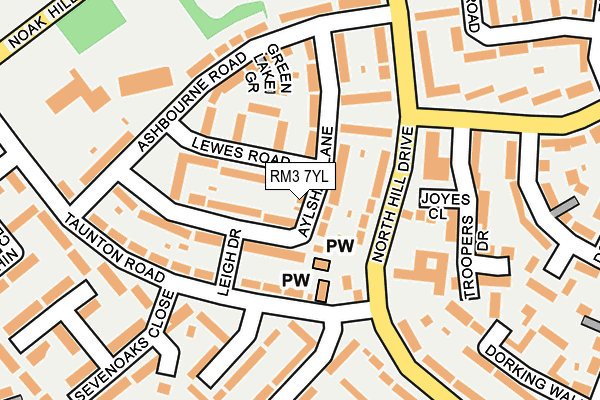 RM3 7YL map - OS OpenMap – Local (Ordnance Survey)