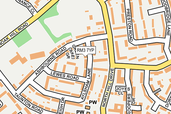 RM3 7YP map - OS OpenMap – Local (Ordnance Survey)