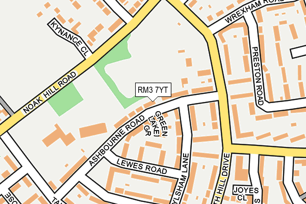 RM3 7YT map - OS OpenMap – Local (Ordnance Survey)