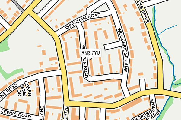 RM3 7YU map - OS OpenMap – Local (Ordnance Survey)