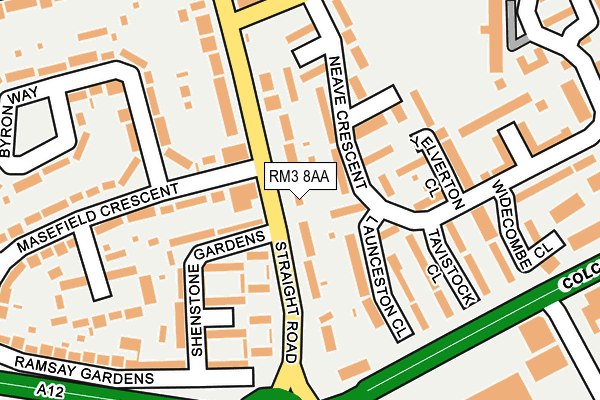 RM3 8AA map - OS OpenMap – Local (Ordnance Survey)