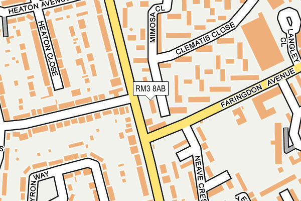 RM3 8AB map - OS OpenMap – Local (Ordnance Survey)