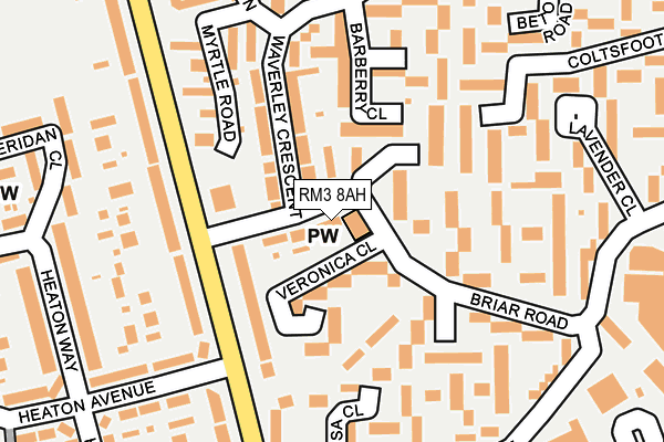 RM3 8AH map - OS OpenMap – Local (Ordnance Survey)