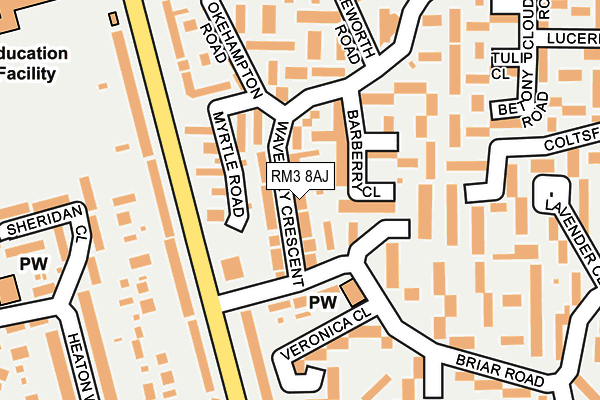 RM3 8AJ map - OS OpenMap – Local (Ordnance Survey)