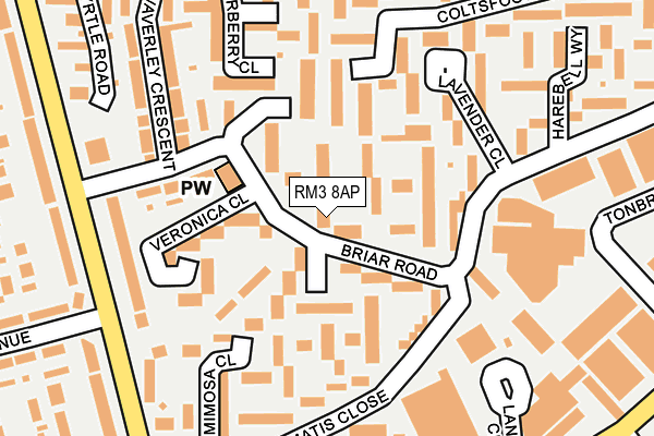 RM3 8AP map - OS OpenMap – Local (Ordnance Survey)