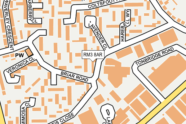 RM3 8AR map - OS OpenMap – Local (Ordnance Survey)