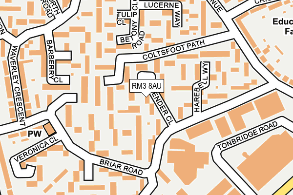 RM3 8AU map - OS OpenMap – Local (Ordnance Survey)
