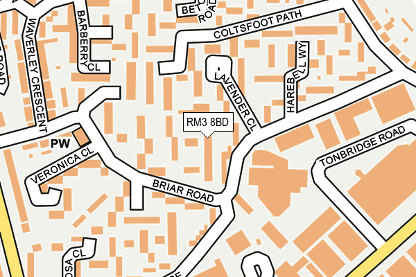 RM3 8BD map - OS OpenMap – Local (Ordnance Survey)