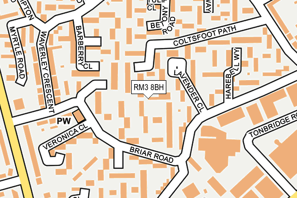 RM3 8BH map - OS OpenMap – Local (Ordnance Survey)
