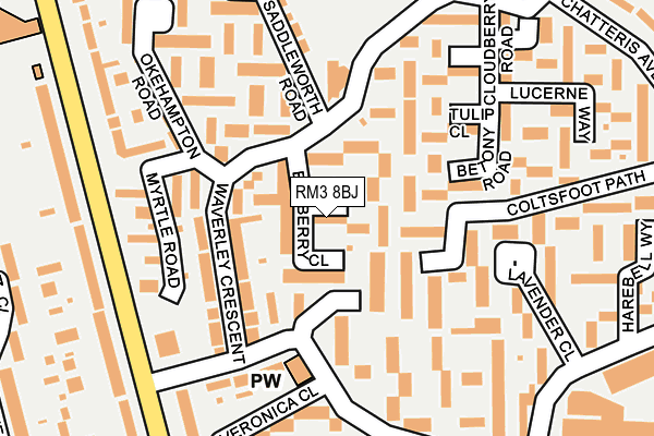 RM3 8BJ map - OS OpenMap – Local (Ordnance Survey)