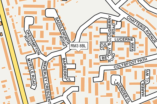 RM3 8BL map - OS OpenMap – Local (Ordnance Survey)