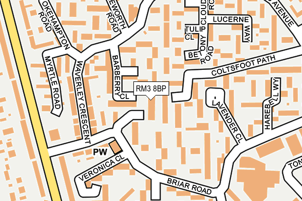 RM3 8BP map - OS OpenMap – Local (Ordnance Survey)