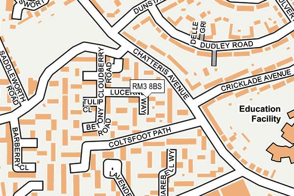 RM3 8BS map - OS OpenMap – Local (Ordnance Survey)