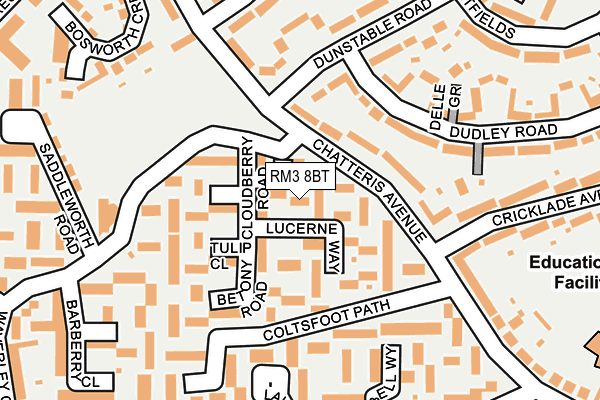RM3 8BT map - OS OpenMap – Local (Ordnance Survey)