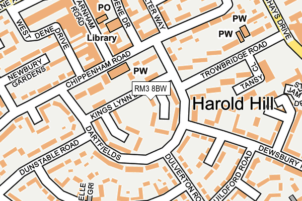 RM3 8BW map - OS OpenMap – Local (Ordnance Survey)