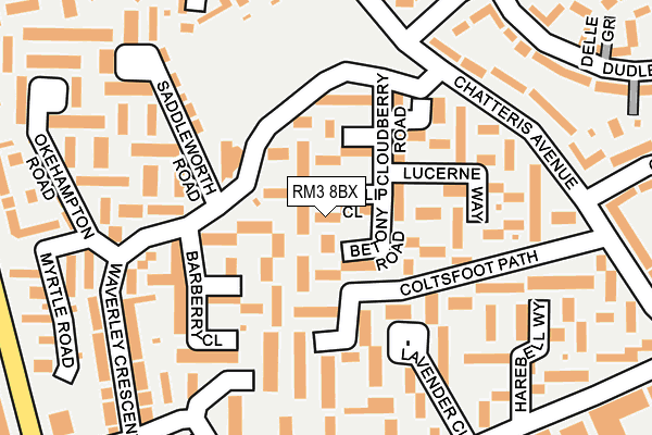 RM3 8BX map - OS OpenMap – Local (Ordnance Survey)