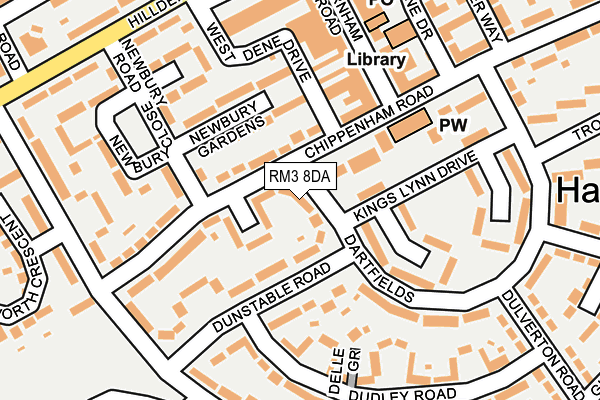 RM3 8DA map - OS OpenMap – Local (Ordnance Survey)