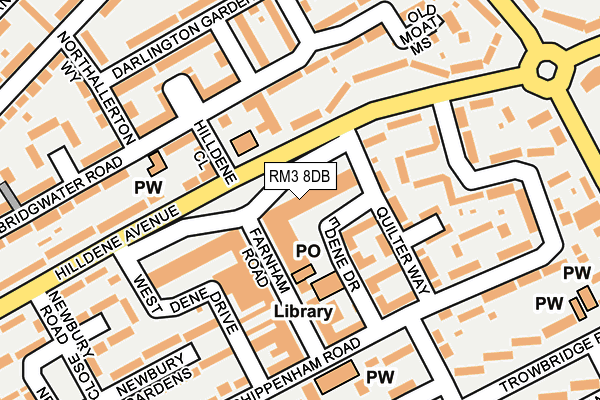 RM3 8DB map - OS OpenMap – Local (Ordnance Survey)