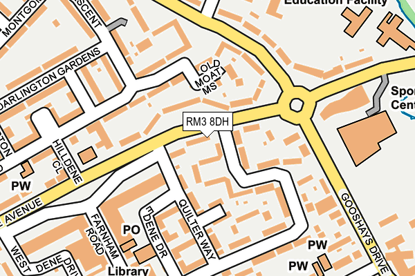 RM3 8DH map - OS OpenMap – Local (Ordnance Survey)