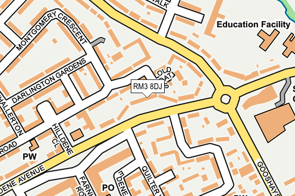 RM3 8DJ map - OS OpenMap – Local (Ordnance Survey)