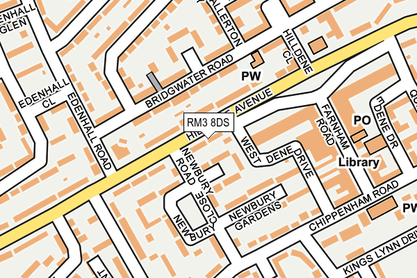 RM3 8DS map - OS OpenMap – Local (Ordnance Survey)