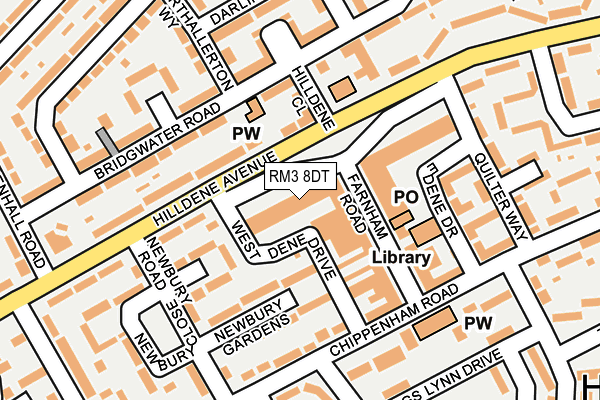 RM3 8DT map - OS OpenMap – Local (Ordnance Survey)