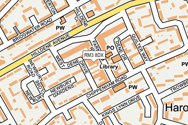 RM3 8DX map - OS OpenMap – Local (Ordnance Survey)
