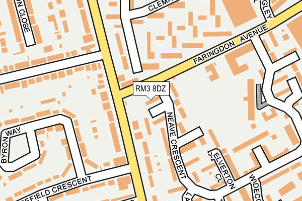 RM3 8DZ map - OS OpenMap – Local (Ordnance Survey)