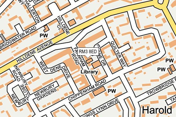 RM3 8ED map - OS OpenMap – Local (Ordnance Survey)