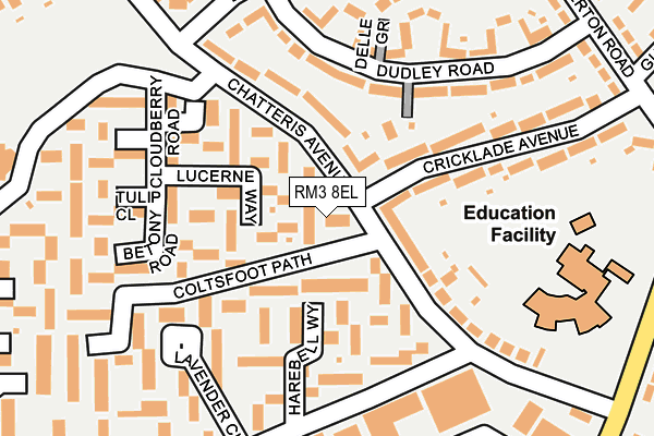 RM3 8EL map - OS OpenMap – Local (Ordnance Survey)