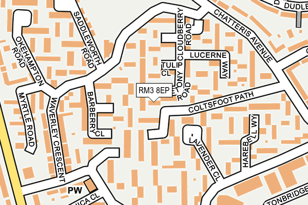 RM3 8EP map - OS OpenMap – Local (Ordnance Survey)