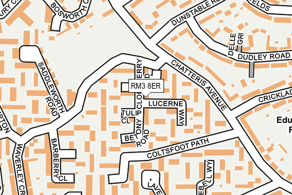 RM3 8ER map - OS OpenMap – Local (Ordnance Survey)