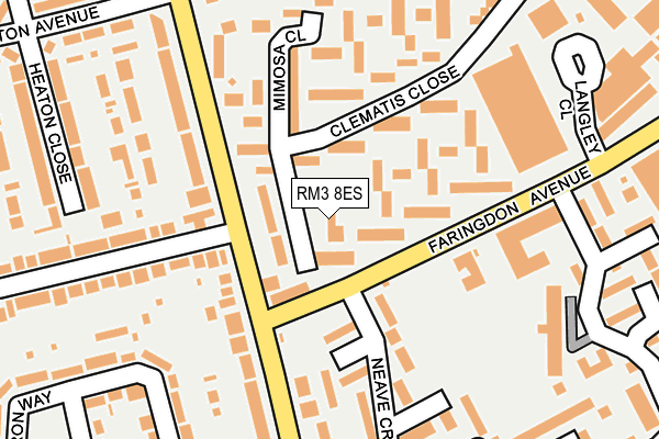 RM3 8ES map - OS OpenMap – Local (Ordnance Survey)