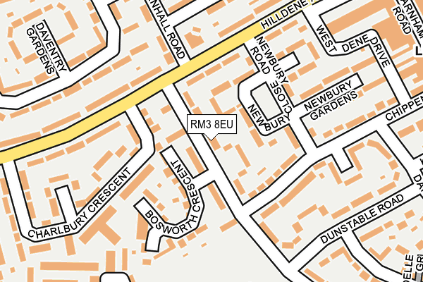RM3 8EU map - OS OpenMap – Local (Ordnance Survey)