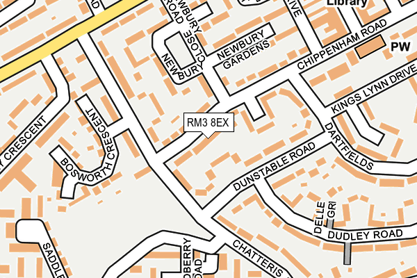 RM3 8EX map - OS OpenMap – Local (Ordnance Survey)