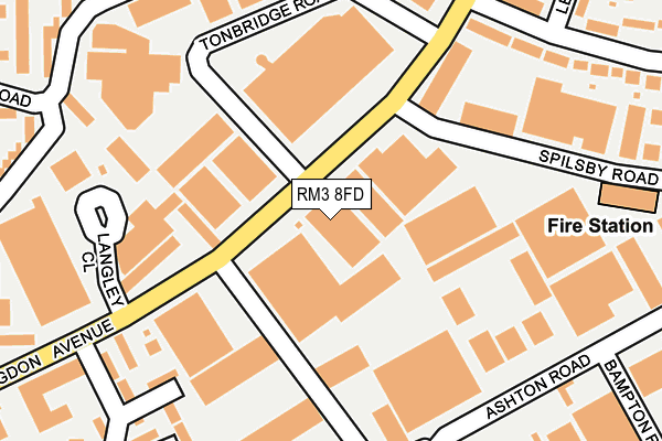 RM3 8FD map - OS OpenMap – Local (Ordnance Survey)