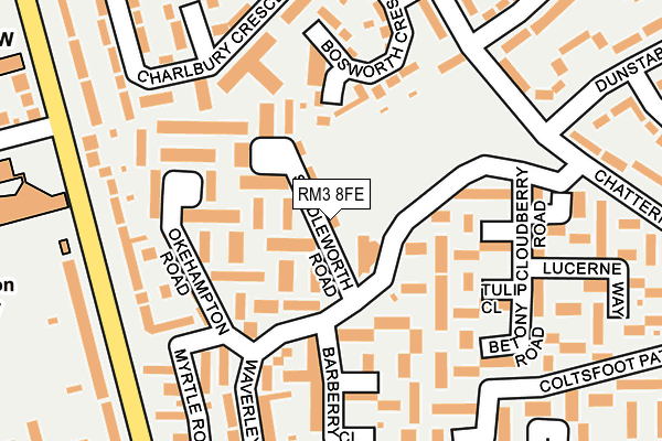 RM3 8FE map - OS OpenMap – Local (Ordnance Survey)