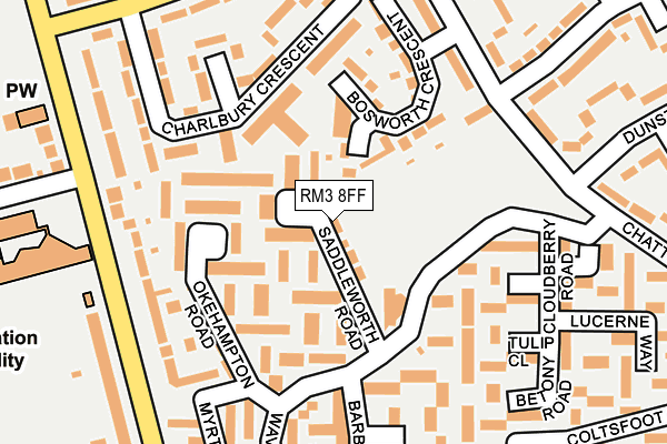 RM3 8FF map - OS OpenMap – Local (Ordnance Survey)