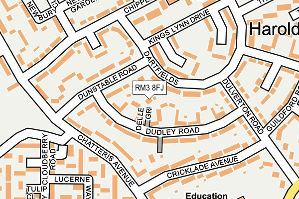 RM3 8FJ map - OS OpenMap – Local (Ordnance Survey)