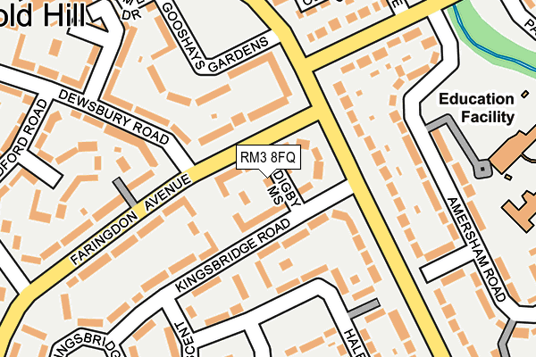 RM3 8FQ map - OS OpenMap – Local (Ordnance Survey)