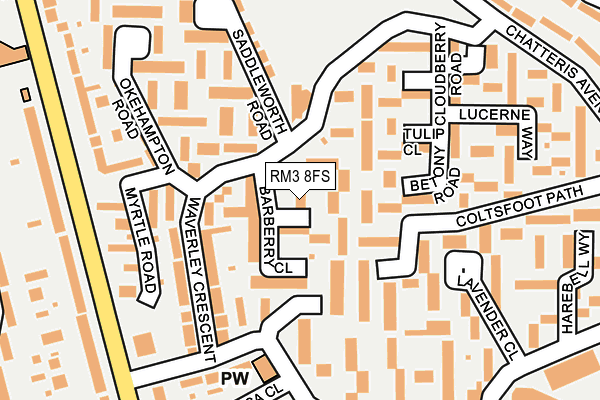 RM3 8FS map - OS OpenMap – Local (Ordnance Survey)