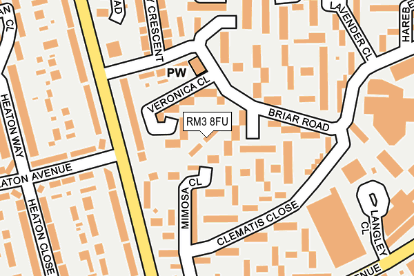RM3 8FU map - OS OpenMap – Local (Ordnance Survey)
