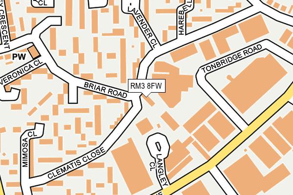 RM3 8FW map - OS OpenMap – Local (Ordnance Survey)