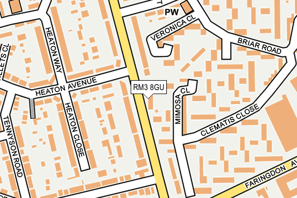 RM3 8GU map - OS OpenMap – Local (Ordnance Survey)