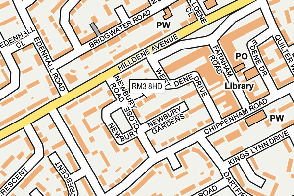 RM3 8HD map - OS OpenMap – Local (Ordnance Survey)